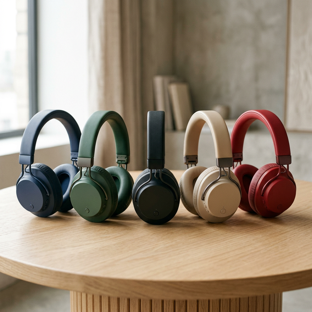 A clean studio photograph of a product in five different colors arranged neatly to represent a multi-variation eBay list